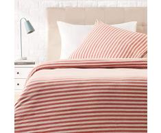 AmazonBasics - Bettwäsche-Set, Jersey, gestreift, 140 x 200 cm / 65 x 65 cm, Hellrot