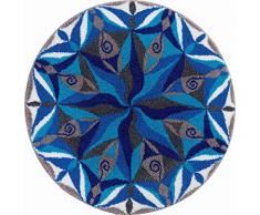 Grund Badteppich 100% Polyacryl, ultra soft, rutschfest, ÖKO-TEX-zertifiziert, 5 Jahre Garantie, FLIESSEN, Badematte 80 cm rund, blau