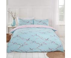 Dreamscene Blossom Bird Bettwäsche-Set für King-Size-Bett, Hellrosa