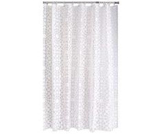AQUALONA Duschvorhang, 100% PEVA, wasserabweisend, schimmelresistent, weiche Lackierung mit beschwertem Saum, Cirque de Fleur, Weiß, 180 x 180 cm