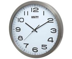UNITY Manhattan Wanduhr, Metall, 40 x 40 x 3 cm, silberfarben