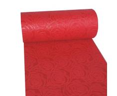 Dekoflor Tischband Tischläufer Tischdeko einzigartiges Rosen Design (Wasserfest, Lotuseffekt, samtige Oberfläche, 5 m Rolle, 30 cm Breite, 100% Nylon), Rot