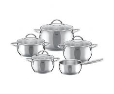Silit Nobile Topfset 5-teilig, Töpfe mit Glasdeckel, Induktionstöpfe, Edelstahl poliert, Topf Induktion, unbeschichtet, backofengeeignet