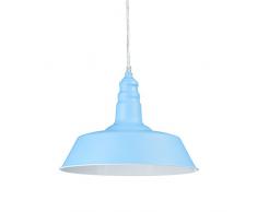 Relaxdays Pendelleuchte Industrie, Deckenleuchte aus Metall, Deckenlampe, Hängelampe, HxBxT: 116 x 36 x 36 cm, hellblau
