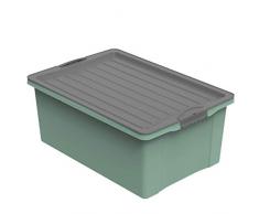 Rotho Eco Compact Aufbewahrungsbox 38l, Kunststoff (recycelt), Grün/Anthrazit, 38 Liter (57 x 40 x 25)