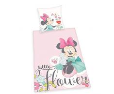 Herding Disneys Minnie Mouse Bettwäsche- Set, Exklusiv nur bei Amazon, Bettbezug 135 x 200 cm, Kopfkissenbezug 80 x 80, Baumwolle/Renforcé, Rosa