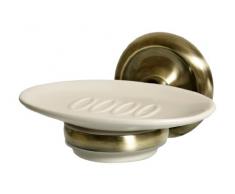 Bisk 00405 Deco Seifenschale aus Keramik, Halterung in Messing-Antik-Optik,13 x 12 x 7,5 cm