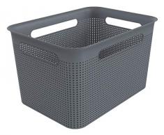 Rotho Brisen Aufbewahrungskorb 16 l, Kunststoff (PP), Anthrazit, 16 Liter (36 x 26,2 x 21 cm)