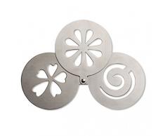 eBuyGB klappbar Kaffee Schablone Duster Swirl, Cappuccino, Latte Vorlage, Metall, Blume,-X 8.79 X 0,41 cm