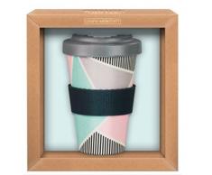 Grafik-Werkstatt Premium Becher mit Deckel |Kaffeebecher to go | 400 ml | Geometrie