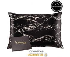 Celestial Silk Kissenbezug für 25 Momme Maulbeerseide, 100% Seide, Charmeuse Seide auf beiden Seiten, in Geschenkverpackung Asiatisch King schwarzer Marmor