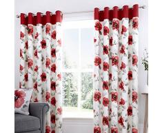 Fusion Home Furnishings Adriana Ösenvorhang, 100% Baumwolle, rot, Width x 90 Drop (229 x 229cm)