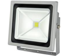 Brennenstuhl Chip-LED-Leuchte / LED Strahler außen (robuster Außenstrahler 50 Watt, Baustrahler IP65 geprüft, LED Fluter Tageslicht) Farbe: silber