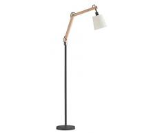 Trio Leuchten Stehleuchte 407700114 Janko, Holz braun, Stoffschirm beige, exkl. 1 x E14