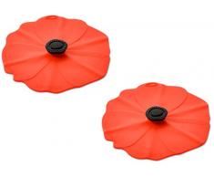 Charles Viancin 2-ER Set GLÄSER Poppy COUVRES SILIKON, ROT, 10 cm