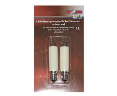 HELLUM 904949 2er-Pack Ersatz-LED-Schaftkerze universal für 15- bis 20-teilige Lichterketten, 12-16 V, 0,6 W, E 14, warm-weià elfenbein