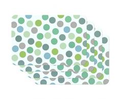 Venilia Tischset Platzset für Esszimmer BUNT GRÜN Vintage Punkte, 4er Set abwischbar Polypropylen, lebensmittelecht, 45 x 30 cm, 4 Stück, 59057, Kunststoff, Confetti Mint, Motive, 4