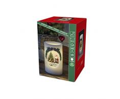 Konstsmide, 1891-100, LED Echtwachskerze Weihnachtsmann mit Hund, weiß, mit 5h Timer, weiße Diode, batteriebetrieben, Innen