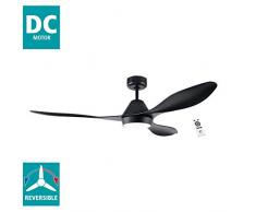 EGLO Deckenventilator Antibes, 3 Flügel Ventilator mit Fernbedienung, Deckenventilator mit Beleuchtung, Timer, Sommer Winter Betrieb, hochwertiger ABS Kunststoff, Schwarz matt, DC Motor, leise, Ø132cm