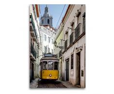 Premium Textil-Leinwand 60 x 90 cm Hoch-Format Lissabon - Straßen- & Standseilbahnen | Wandbild, HD-Bild auf Keilrahmen, Fertigbild auf hochwertigem Vlies, Leinwanddruck von Olaf Herm
