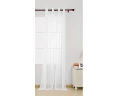 Deconovo Voile Vorhänge, Gardinen mit Ösen, Weiß, 245x140 cm