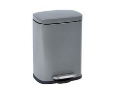 WENKO Treteimer Leno Easy-Close - Mülleimer mit Absenkautomatik, Stahl, 21.5 x 19 x 29.5 cm, Grau