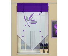 Startex 09 90 Scheibengardine, Fensterspitze 2146 90 x 90 cm Weiß Lila hochwertiger Deko mit modernen Scherli Voile