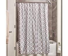 InterDesign Trellis Textil Duschvorhang | Duschabtrennung für Badewanne und Duschwanne mit Spalier-Motiv | 183 cm x 183 cm Vorhang aus Stoff | Polyester grau