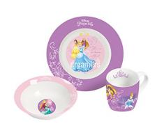 Disney Princess 3-teiliges Porzellan Frühstückset Frühstücksset, Mehrfarbig, 19 x 9 x 19 cm, 3-Einheiten