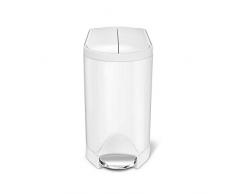 simplehuman, 10 Liter, schmetterling Treteimer, weiß Stahl, 10 Jahre Garantie