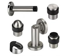 1 x SO-TECH® Boden-Türstopper Türpuffer POLL Edelstahl gebürstet massiv / Höhe 51 mm / Boden-Puffer Ø 35 mm / Tür-Puffer Türstopper für Bodenmontage inkl. Befestigungsmaterial