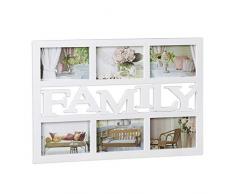 Relaxdays Bilderrahmen Family, Fotorahmen 6 Bilder, Fotocollage selbst gestalten, mehrere Fotos, H x B: 33 x 48 cm, weiß