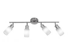 Trio Leuchten LED Strahler Jones 871410407, Metall Nickel matt, Glas weiß gewischt, 4x 4 Watt