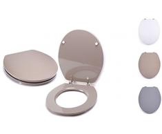 MSV Premium WC Sitz Toilettendeckel Klodeckel Acryl Scharniere aus Edelstahl - hochwertige und stabile Qualität - Graubraun/Taupe