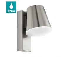 EGLO Außen-Wandlampe Caldiero, 1 flammige Außenleuchte, Wandleuchte aus Edelstahl und Kunststofff, Farbe: Silber, weiß, Fassung: E27, IP44