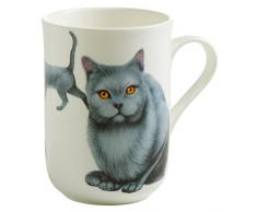 Maxwell & Williams Pets Karthäuser Katze, Geschenkbox, Porzellan, PB0711 Becher, weiß, blau, 10.5 x 7.5 x 10.5 cm