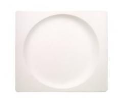 Villeroy & Boch NewWave Rechteckiger Speiseteller, 28,5 x 32 cm, Premium Porzellan, Weiß