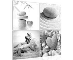 Bilder Feng Shui Muscheln Wandbild Vlies - Leinwand Bild XXL Format Wandbilder Wohnzimmer Wohnung Deko Kunstdrucke 60 x 60 cm Grau 4 Teilig - MADE IN GERMANY - Fertig zum Aufhängen 501644c