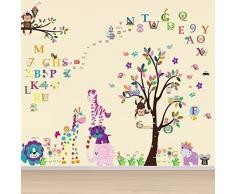 WALPLUS - Com Wandaufkleber Papier Kunst Dekoration Niedliche Tiere Alphabet Zahlen Kinderzimmer Aufkleber