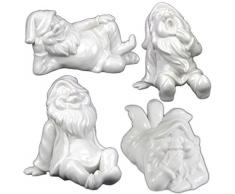 Holst Porzellan PSZW 004 FA1 Porzellanfiguren Zwerg Set 4-tlg., weiß, 12 x 10.5 x 11 cm