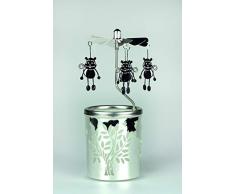 Kerzenfarm Hahn Glaskarussell Teelichthalter Windlicht 84363 Motiv ÄFFCHEN Größe 16 x 6 x 6 cm Glaskarussel, Glas, Silber 6 cm