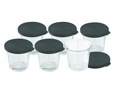 Moulinex XA606000 Gläser-Set, 6 Stück, offizielles Zubehör, vom Hersteller, Glas, Silikondeckel, kompatibel mit allen Multikocher Cookeo, Cookeo USB, Cookeo Connect, Cookeo +, Cookeo + USB, Cookeo + Connect, Cookeo Grameez