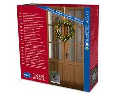 Konstsmide 2764-000 LED Fichtenkranz / für Außen (IP44) / Batteriebetrieben: 4xAA 1.5V (exkl.) / mit Lichtsensor und 6h Timer / 60 warm weiße Dioden / grünes Kabel