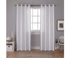 Exclusive Home Verdunkelungsvorhang Carling, isolierender, verdunkelnder Webvorhang mit Ösen, Korbgeflecht-Textur, 1 Paar, Polyester, Winter-Weiß, 52x84