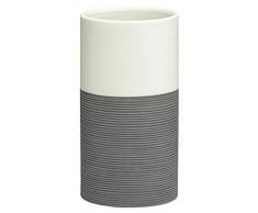 Sealskin Becher Doppio, Zahnputzbecher aus natürlichem Porzellan, Farbe: Grau, handbemalt