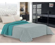 Elegant Sommer Steppdecke hell grau/wasser, 100% microfiber, 220x270cm