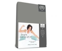 Bed-Fashion Elasthan Split Topper Spannbettlaken, Mako-Satin, grau, Doppelbett, 160 x 200 cm