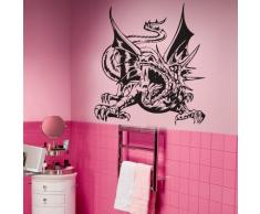 INDIGOS WG10354-70 Wandtattoo W354 Drachen Feuer Monster Wandaufkleber 80 x 72 cm, schwarz