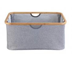 WENKO Wäschekorb Bahari, moderner Wäschesammler mit hochwertigem Bambus-Rahmen, platzsparend zusammenklappbar, 50 Liter Fassungsvermögen, 54 x 36 x 26 cm, aus pflegeleichtem Polyester