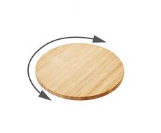 Point-Virgule Outdoor und Küche Drehplatte aus Bambus Holz zum Fleisch oder Käse servieren, Servierplatte für Party oder Grill Zubehör, braun und weiß, rund 35 cm